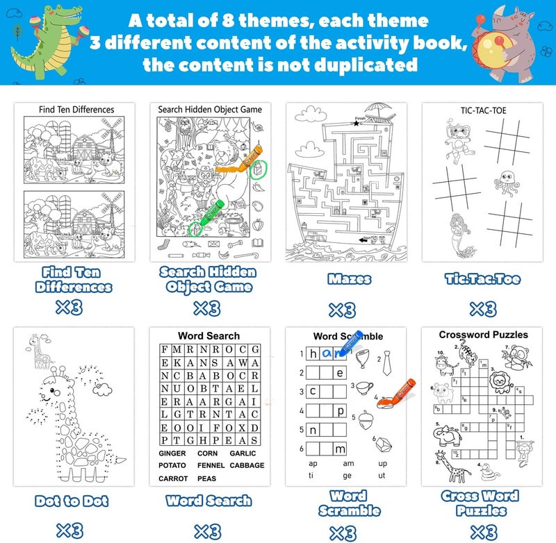 Kalysky 24 Mini Activity Books for Kids Party Favors Ages 4-8 8-12,Fun and Challenges Include Mazes, Dot to Dot,Word Search, Word Scramble and More for Goodie Bag Stuffer Classroom Activity - Image 4